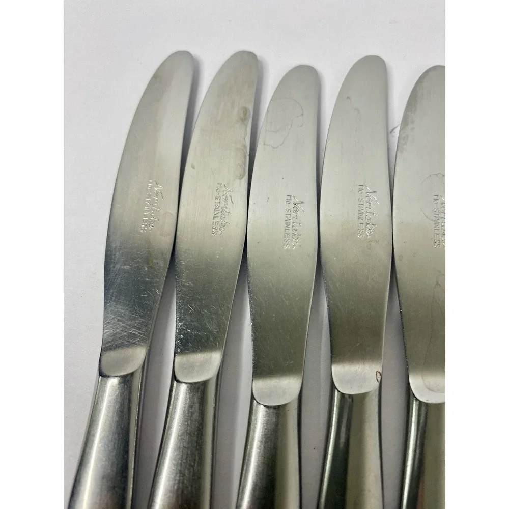 Noritake Fantasy Flat Handle Butter Spread Stainless Lot Of 7 6 7/8